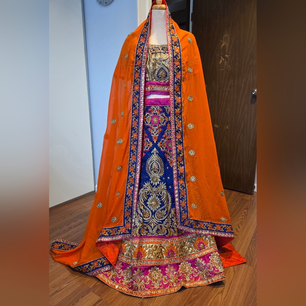 Heavily Embroided Three-piece Indian Women's Outfit